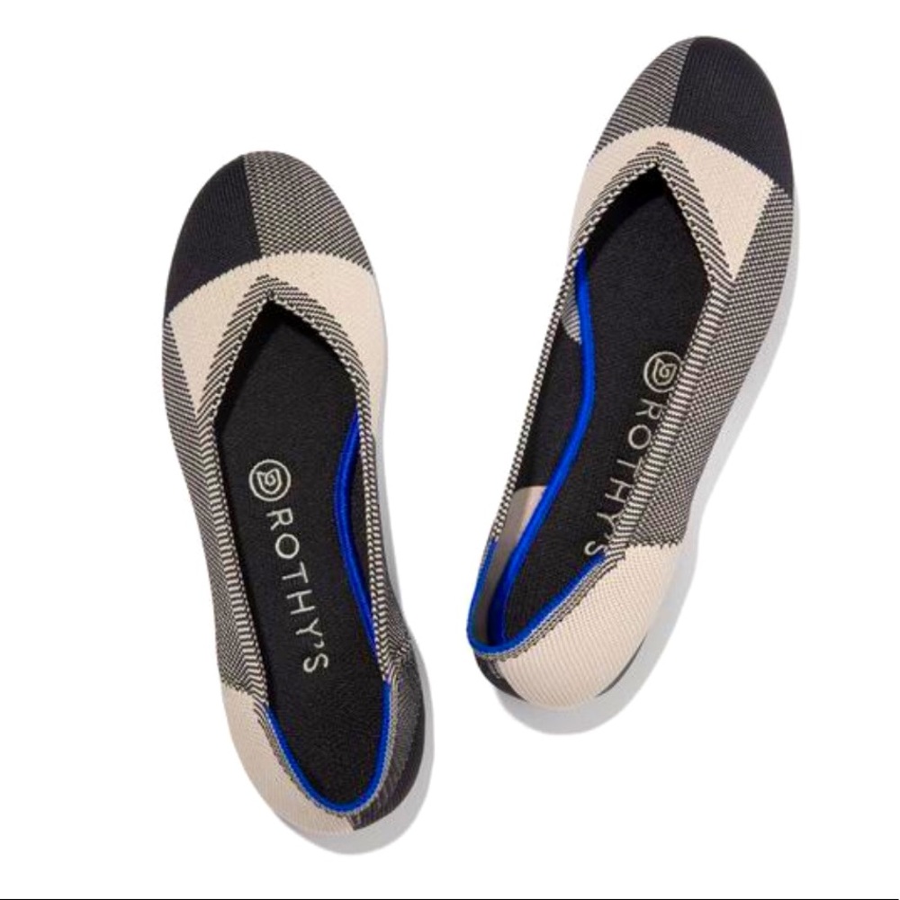 Rothy’s Captoe Black Geometric Print Slip On Flat (Like New)